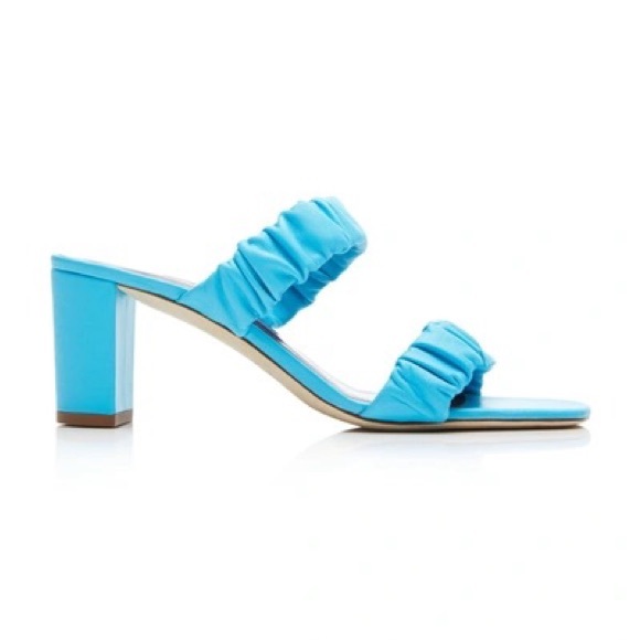 STAUD 39 9 Frankie Ruched Slide Sandal Heels Bright Blue - Picture 1 of 11